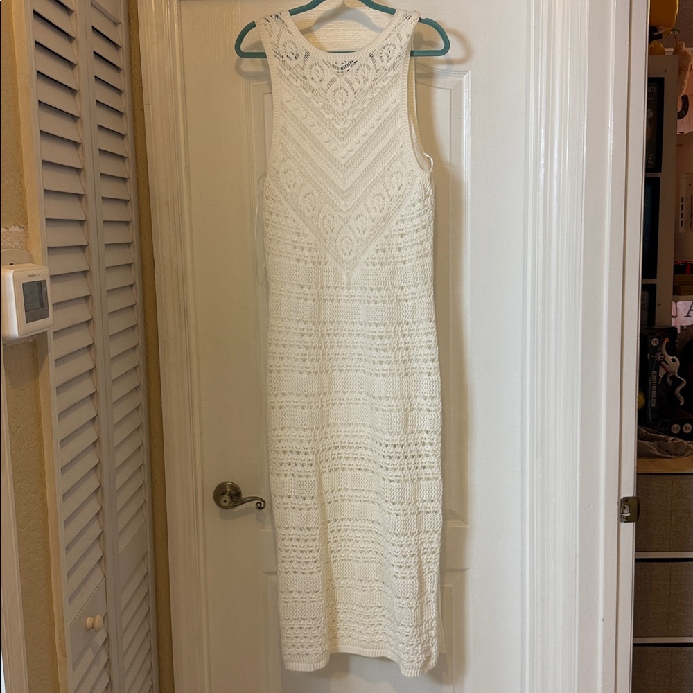 INC International Concepts Cream Lace Midi Dress